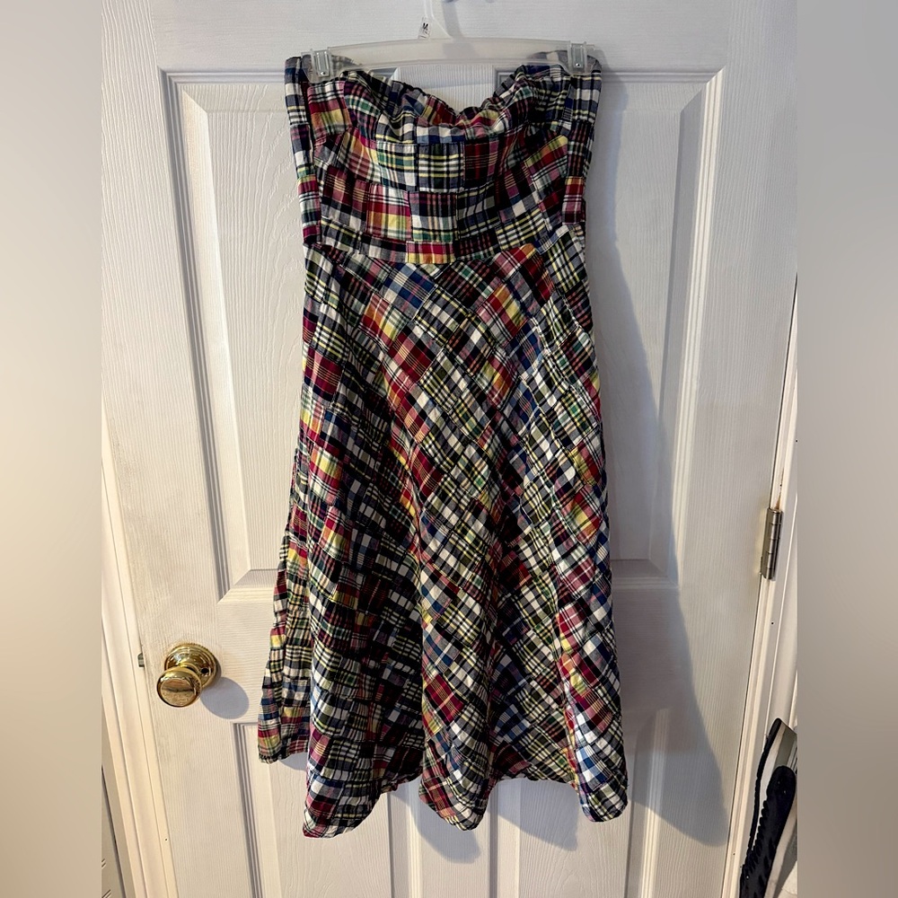 J. Crew plaid Strapless Sundress